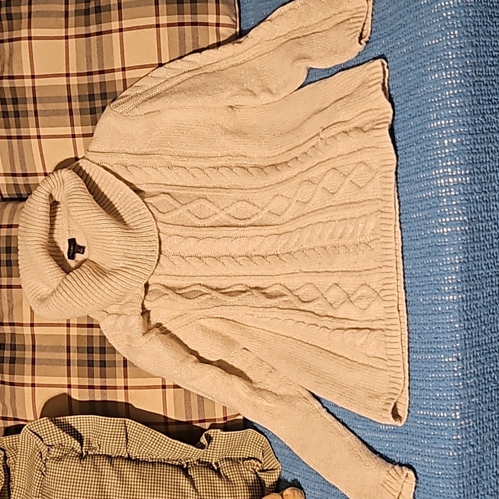Talbots Large Cream Sparkle Cowl Neck Sweater